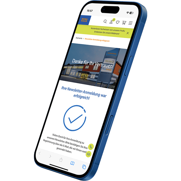 Kemapack Newsletter auf dem Smartphone abonnieren